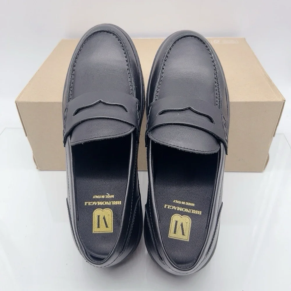 Bruno Magli Magnifico Men's Loafers Slip On Casual Shoes Black Leather US 8.5